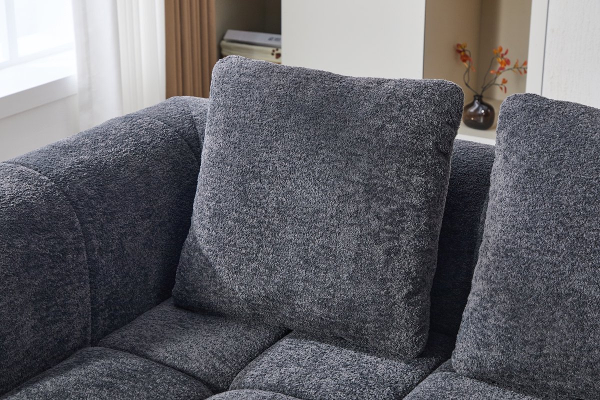 MODENUIT Hoekbank 260 cm - Modulaire 2-Delige Opstelling - Woonkamer En Lounge - Stoffen Bekleding - Donkergrijs