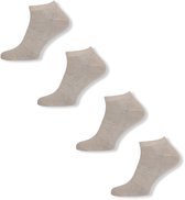 Basset Bamboe - Unisex Sneakersokken - 4-pack - Maat 35/38 - Beige