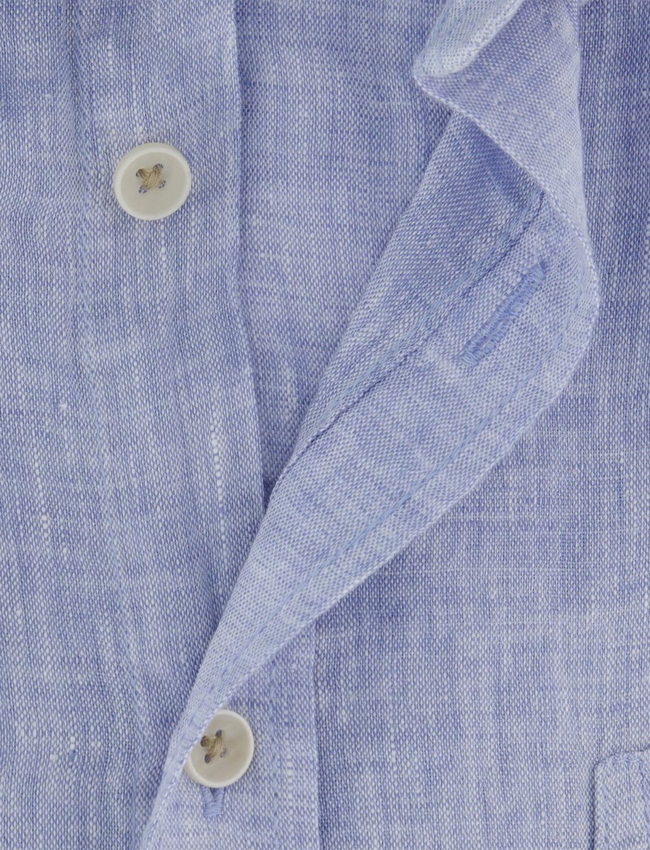 Blauw overhemd Casa Moda borstzak gemêleerd witte knopen