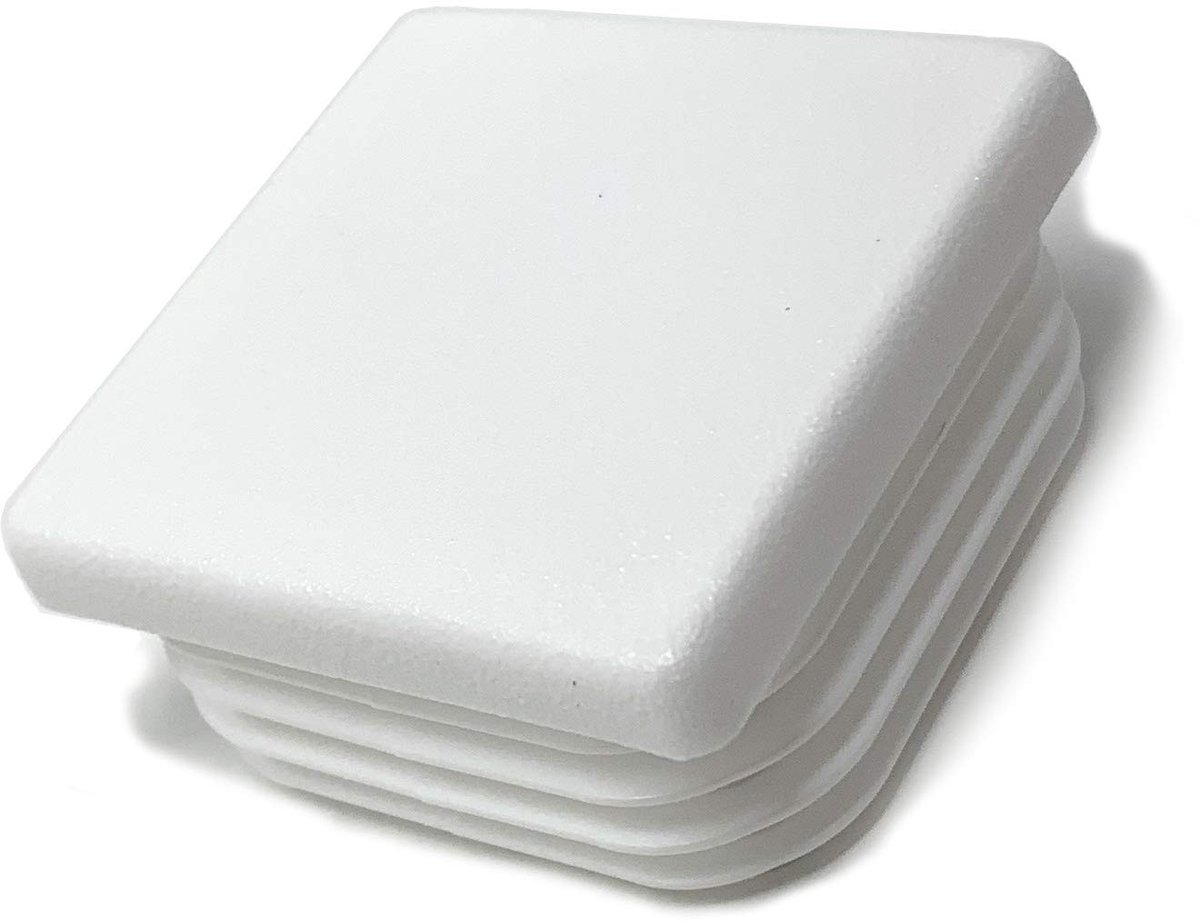 Allecto - vierkante buisstoppen - lamellenstop - signaalwit - meubelaccessoires - 10 stuks - geschikt voor 40x40 mm buizen