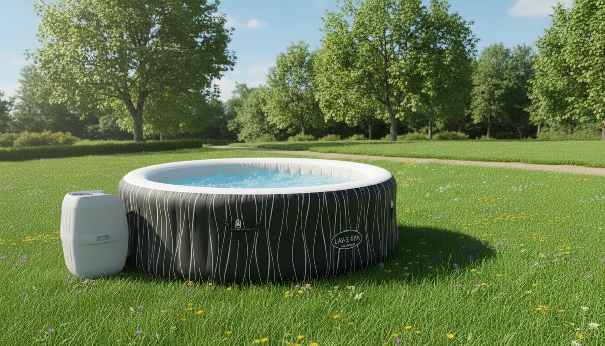 Opblaasbare Whirlpool 6 Personen – HomeByNicole Hollywood Luxe LED Spa Ø196 cm – 140 AirJets – Met LED Verlichting & Nekkussens – Verwarmde Jacuzzi – Indoor & Outdoor – Energiezuinig – Rond Design