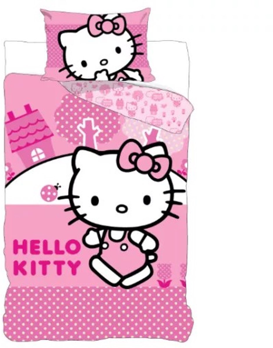 Hello Kitty pink world Dekbedovertrek 140 X 200 cm - 70x90 cm - katoen