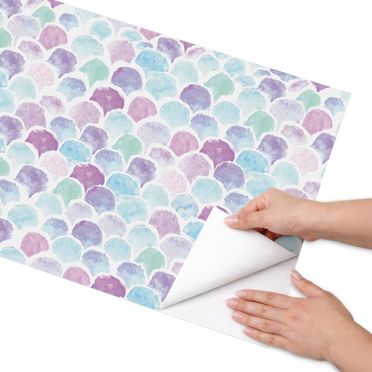 Coloray Meubel Wrap Folie - Paars Meubelfolie - 50x100 cm - Meubel Wrap Folie Aquarel schubben - Plakfolie Meubels - Waterverf Meubelfolie - Decoratiefolie Zelfklevend - Slaapkamer decoratie - Achtergronden en patronen