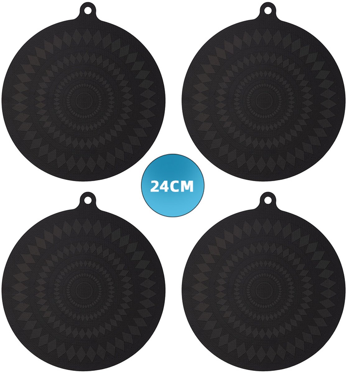 Inductie Beschermings Mat-4 Stuks-Inductiematjes Rond 24 cm-Pannenonderzetter Hittebestendig-Inductieplaat beschermer-Antislip afdekmat voor inductiekookplaat-Onderzetters Pannen Beschermers-Dikte 0,7MM-Hittebestendig tot 260 ºC