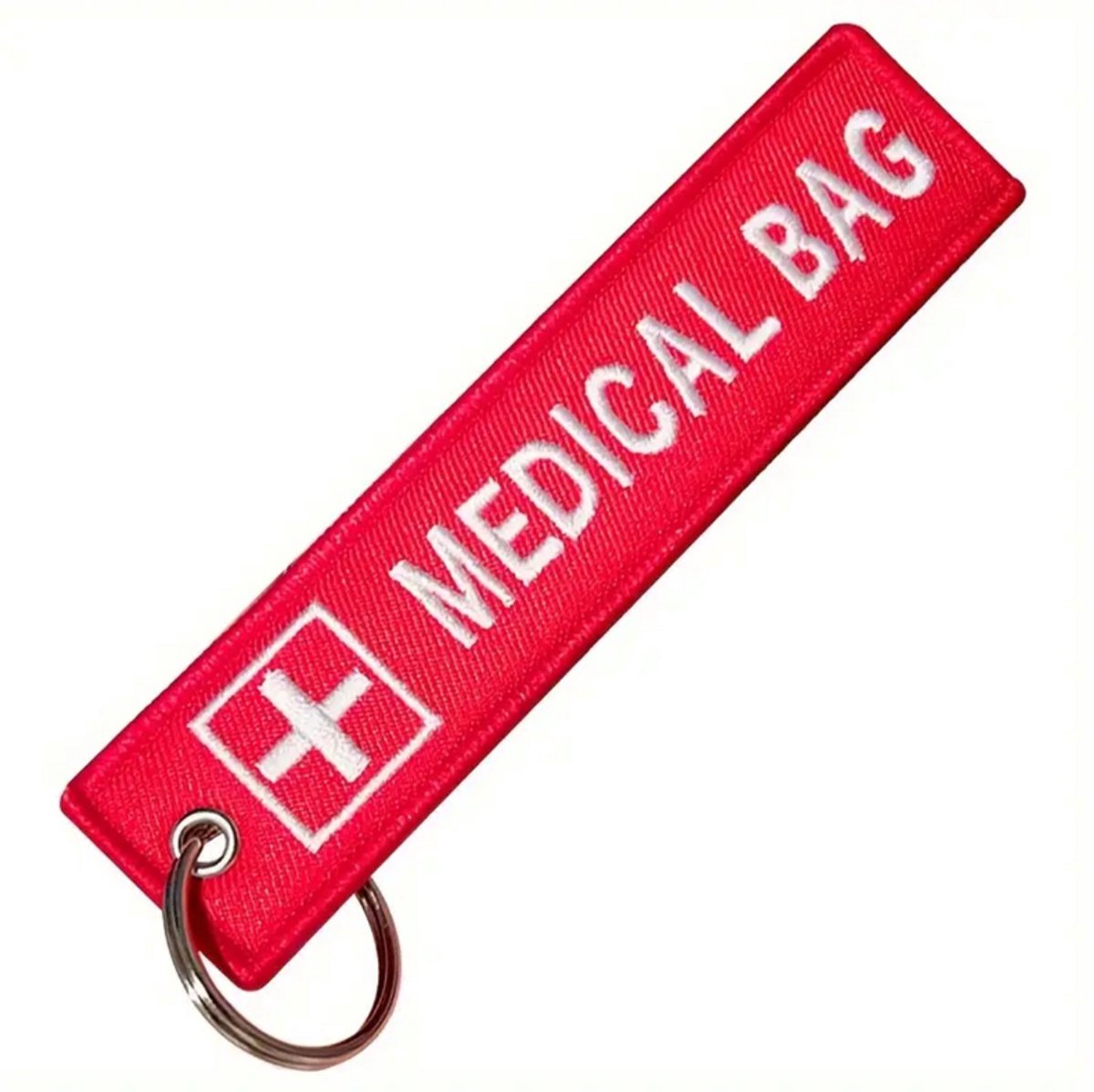 EHBO BHV Sleutelhanger – Medical Bag Tas Label – Rood Geborduurd – First Aid Accessoire