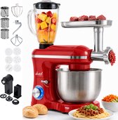 Vivid Green 2000W Keukenrobot - 6.2L - Alles-in-een Keukenmixer - Mixer met Mengkom - Keukenmachine - Gehaktmolen en Blender- Pastamachine – Rood