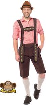 Partychimp Voordelige lange Lederhose Man Johann Oktoberfest Heren Lederhosen Man Carnavalskleding Heren Carnaval - Polyester - Donkerbruin - Maat 3XL