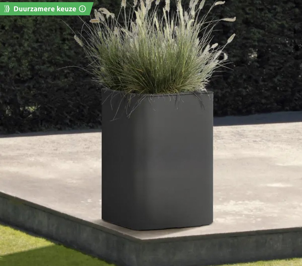 Vierkante plantenbak Terrassa – van gerecycled kunststof - antraciet - 40 x 40 x 60 cm