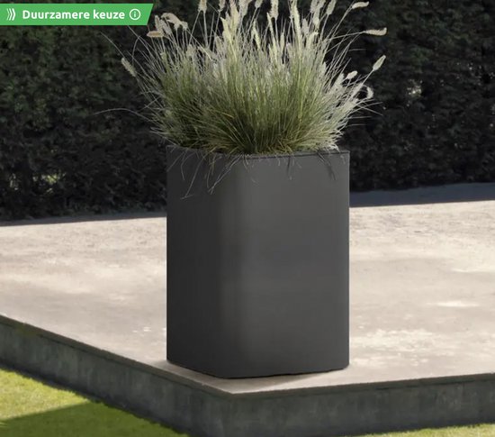 Vierkante plantenbak Terrassa – van gerecycled kunststof - antraciet - 40 x 40 x 60 cm