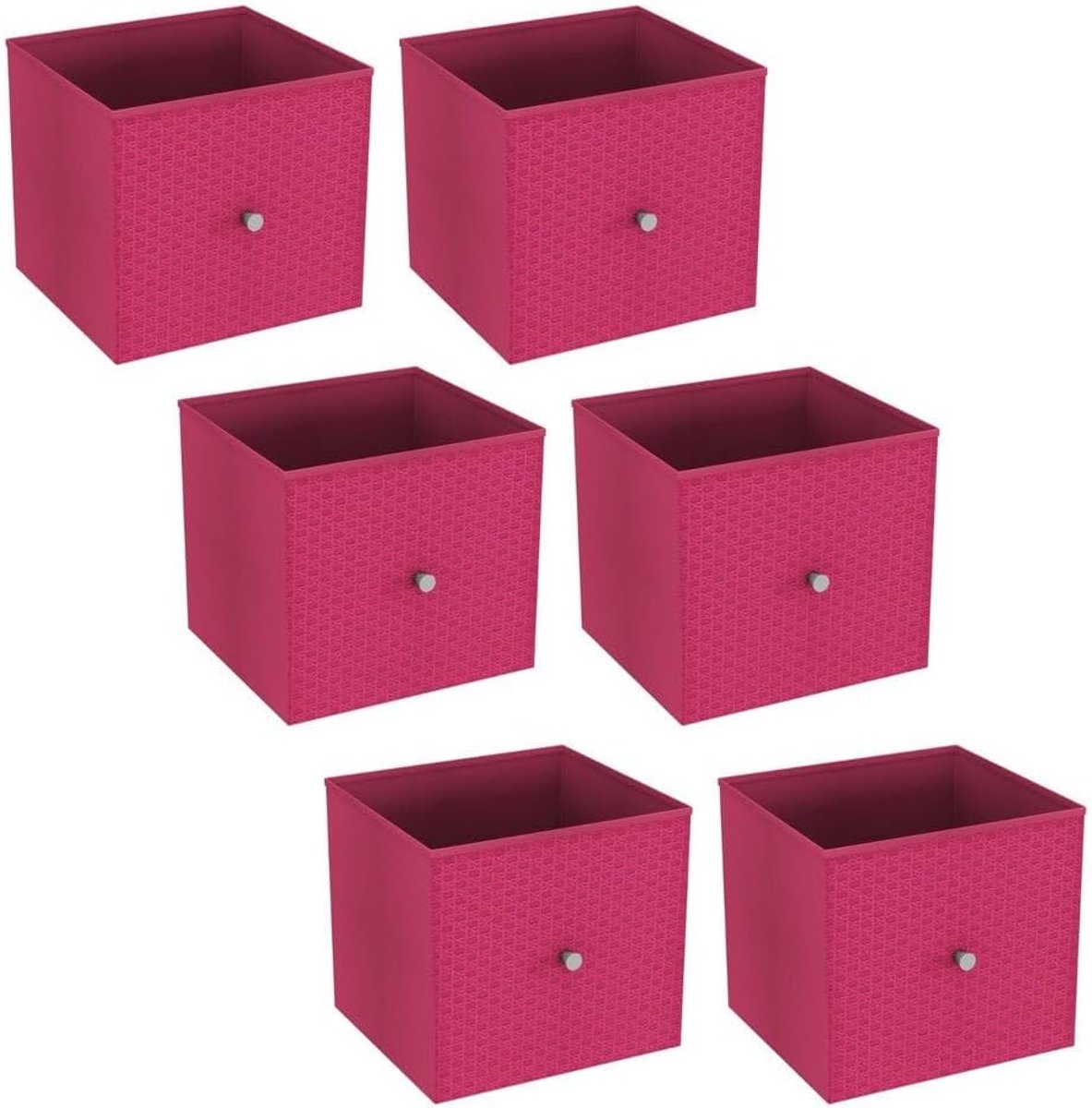 Opvouwbare opbergkubus 27 cm - set van 1/4/6 - geweven PVC met handgrepen - meerdere kleuren