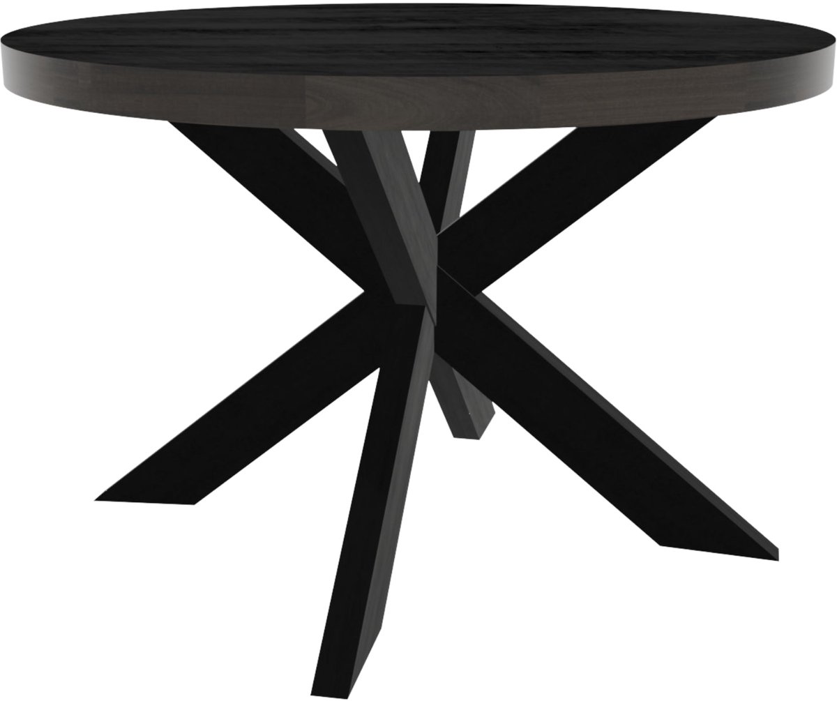 Eettafel Jones rond 120cm zwart duurzaam mangohout ronde tafel