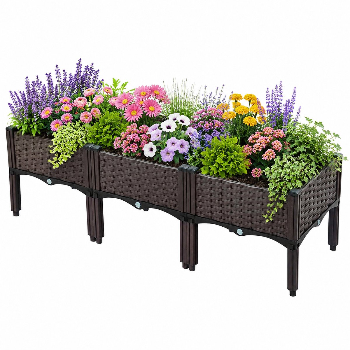 Meedeer Plantenbak (120x40x37cm)-Rechthoekige plantenbak-Met Drainage-Weerbestendig-Doe-het-zelf-Voor Groenten, Bloemen & Kruiden–Voor Tuin & Balkon