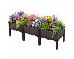 Meedeer Plantenbak (120x40x37cm)-Rechthoekige plantenbak-Met Drainage-Weerbestendig-Doe-het-zelf-Voor Groenten, Bloemen & Kruiden–Voor Tuin & Balkon