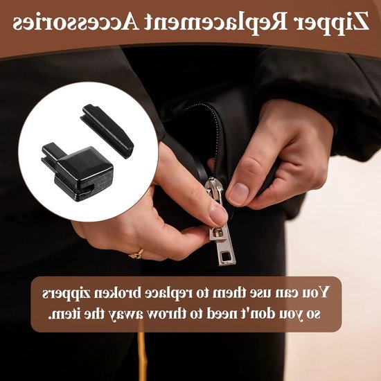 20 Sets Metalen Zipper Stopper Reparatieset voor Ritsen, Vervangingen voor Sliders, Locking Onderdelen voor Jassen en Kleding, DIY Naaien en Herstellen van Merkloos — afbeelding 2