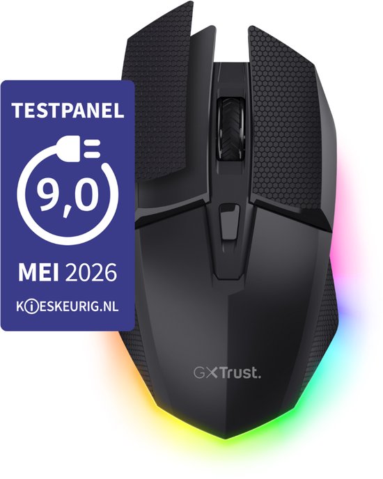 Trust GXT 122 Felox+ - Draadloze Gaming Muis - Met RGB verlichting - Dubbele draadloze verbinding - Zwart