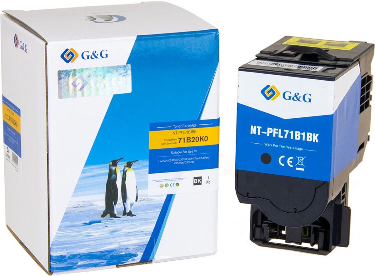 G&G Toner vervangt Lexmark 71B20K0 Compatibel Zwart 3000 bladzijden NT-PFL71B1BK Kleurloos