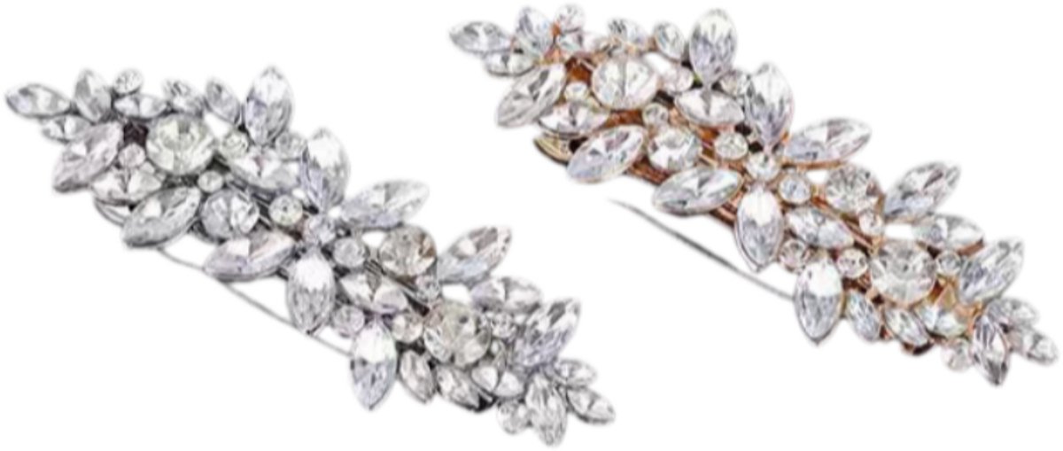 2-Stuks-Gouden-Zilveren-Diamant-Haarklip-Vrouwelijk-Achterhoofd-Haarclip