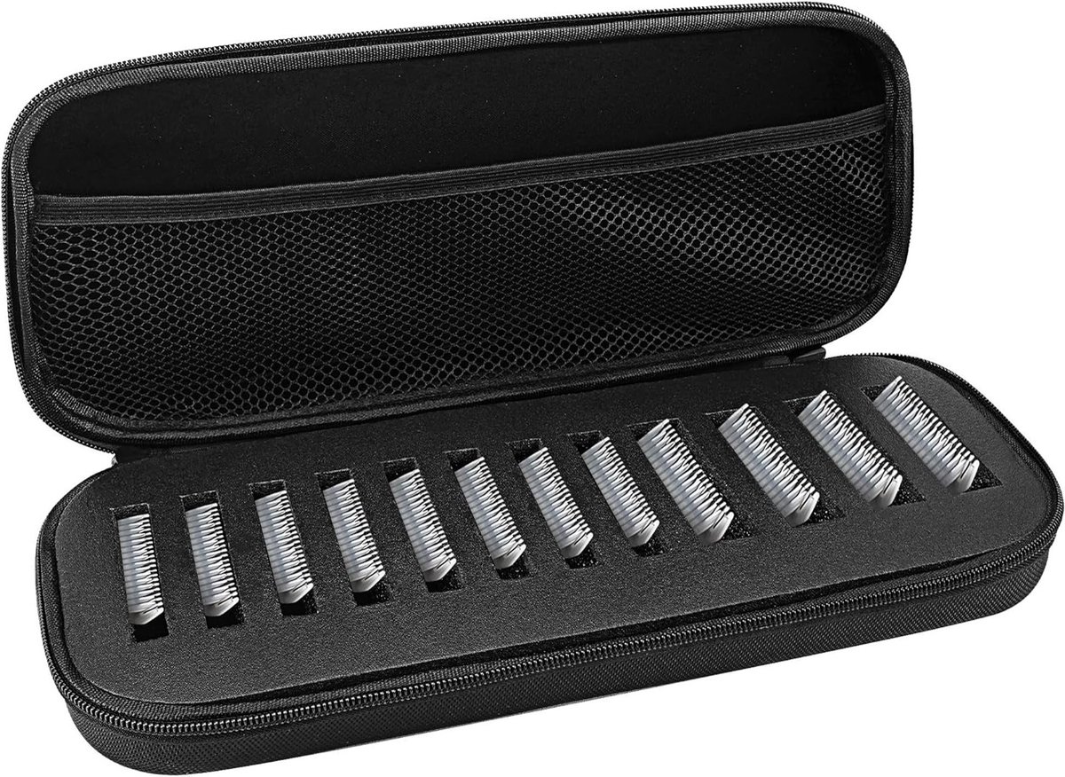 Reisopbergdoos voor Haartrimmers en Scheerapparaten met 8 Blades, Organizer voor Kappersgereedschap (Zwart)