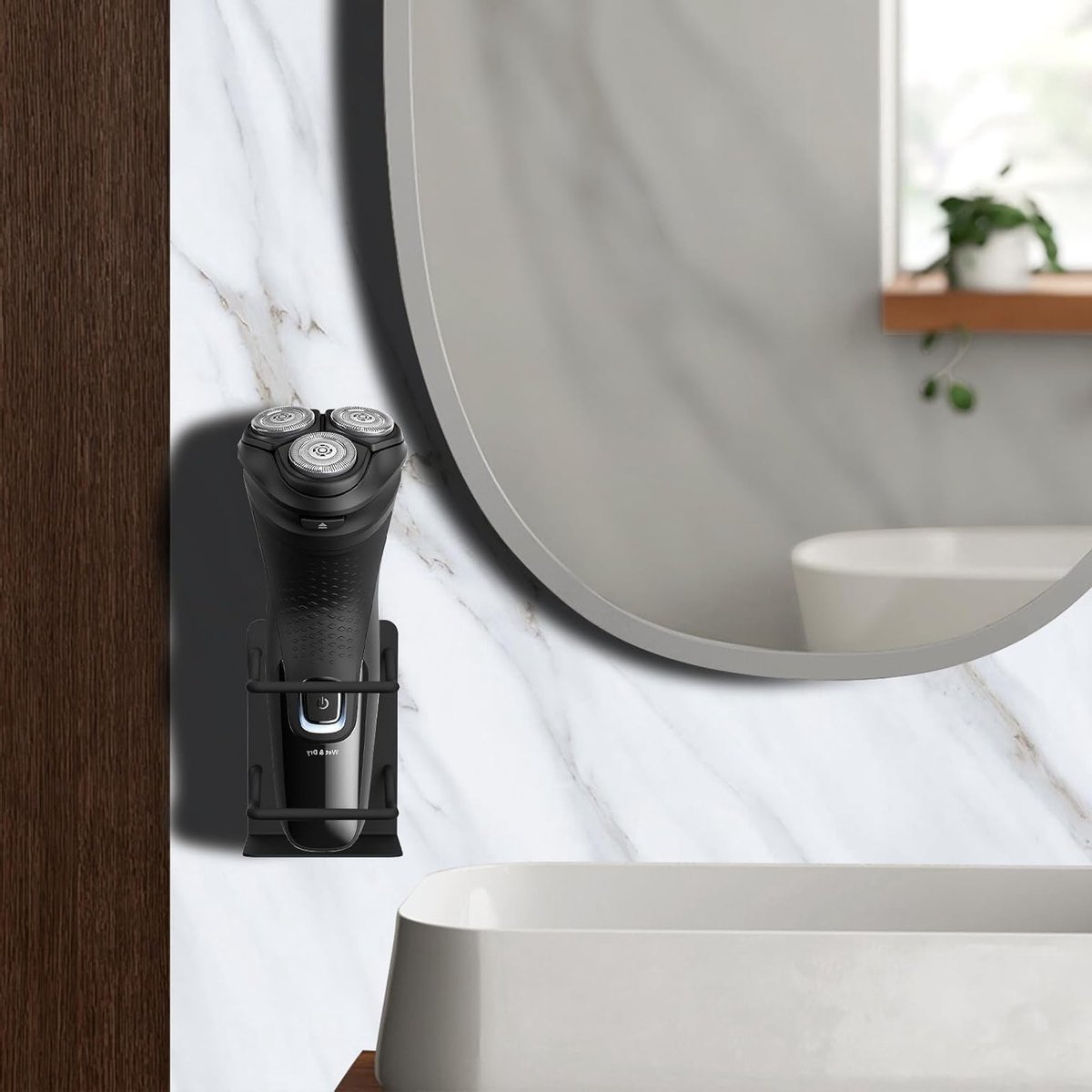 Set van 2 roestvrijstalen douche-scheermeshouders, waterdichte organizer voor elektrische scheerapparaten, geschikt voor Braun en Philips Norelco modellen — afbeelding 4