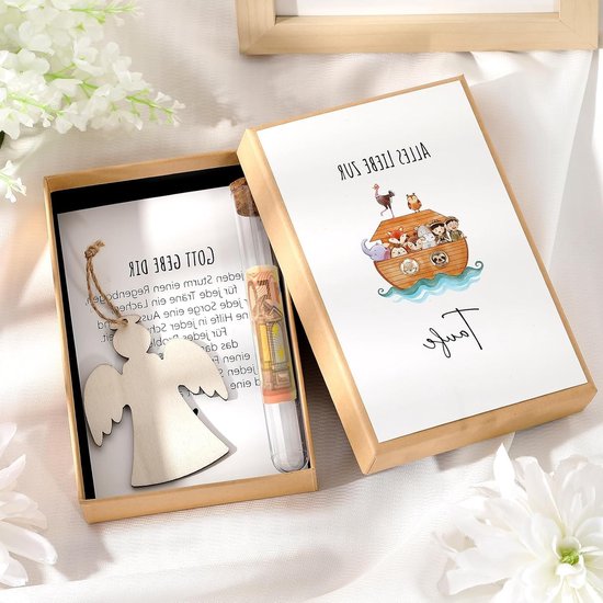 Baptism Gift voor Meisjes - Geldcadeaus in Gift Box met Testbuis en Houten Ark - Doop, Geboorte en Cadeaukaart Zaden — afbeelding 3