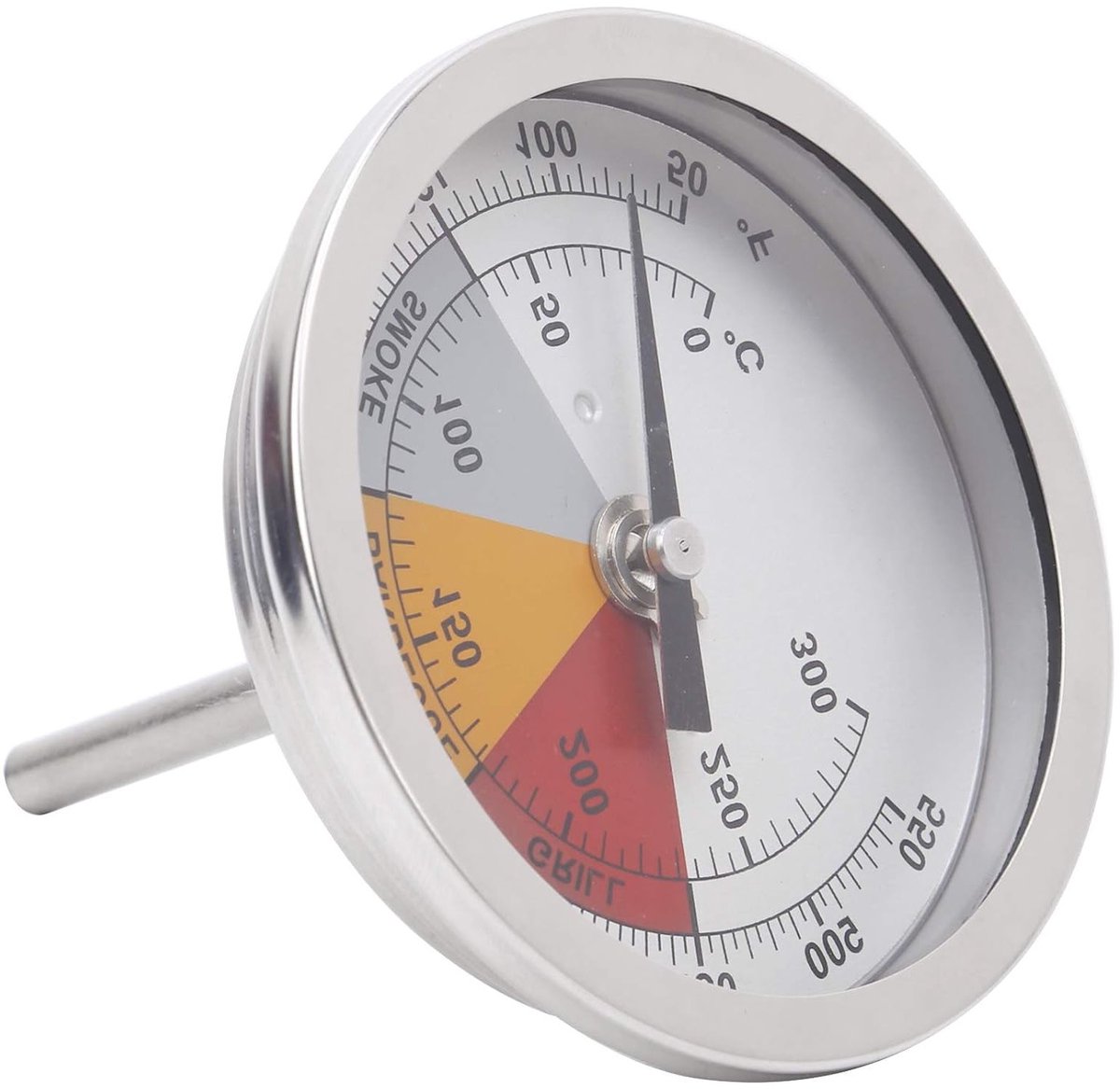 Professionele Grill Temperatuurmeter 0‑300℃ - RVS Thermometer voor Barbecue, Oven en Roken - Nauwkeurige Temperatuurweergave tot 500°F
