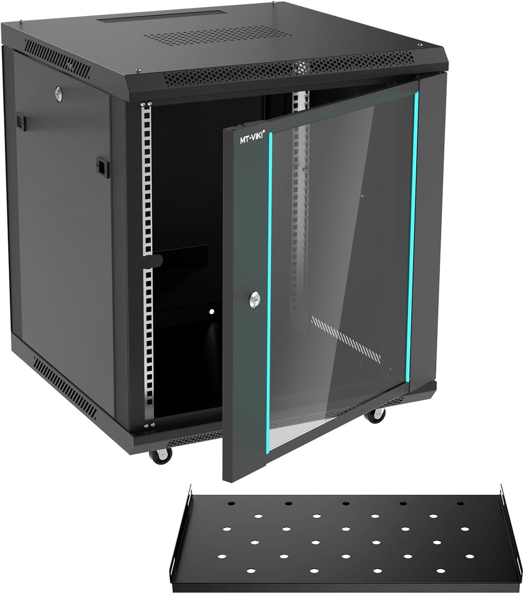 Wandmontage Kast - Serverkast - Netwerk Organisatie - 12U Capaciteit - 60x60x64cm - Zwart
