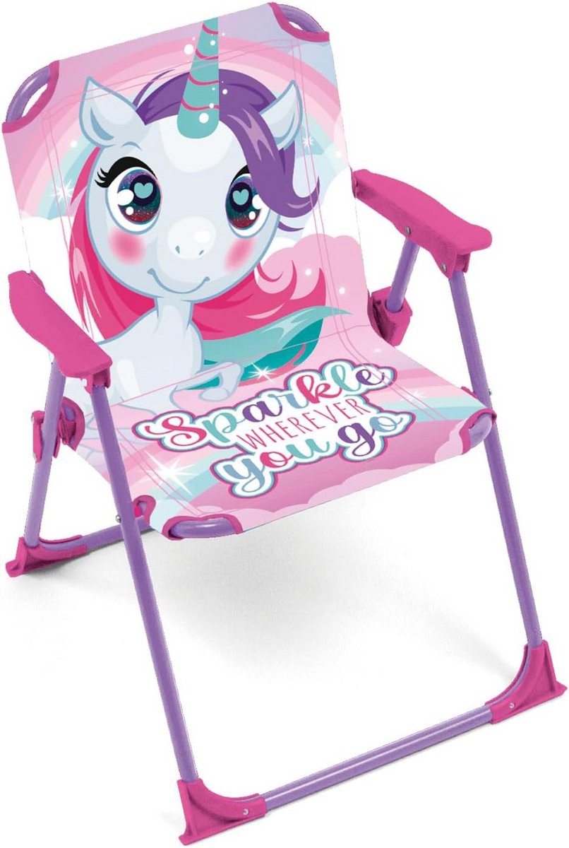 Klapstoel met armleuningen - Kinderstoel opvouwbaar - Kamer decoreren - Veiligheidssluiting inklappen - 38 x 32 x 53 cm - Roze