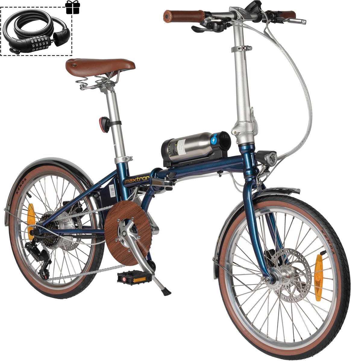 Maxtron Smart20 Elektrische Fiets – Opvouwbare E-bike – 36V 5.2Ah Lithium Accu – Actieradius tot 40 km – 20×1.35 inch Banden – Aluminium Voorvork – Shimano 7 Versnellingen – Mechanische Schijfremmen – Stadsfiets – Max. Belastbaar tot 100 kg – Blauw