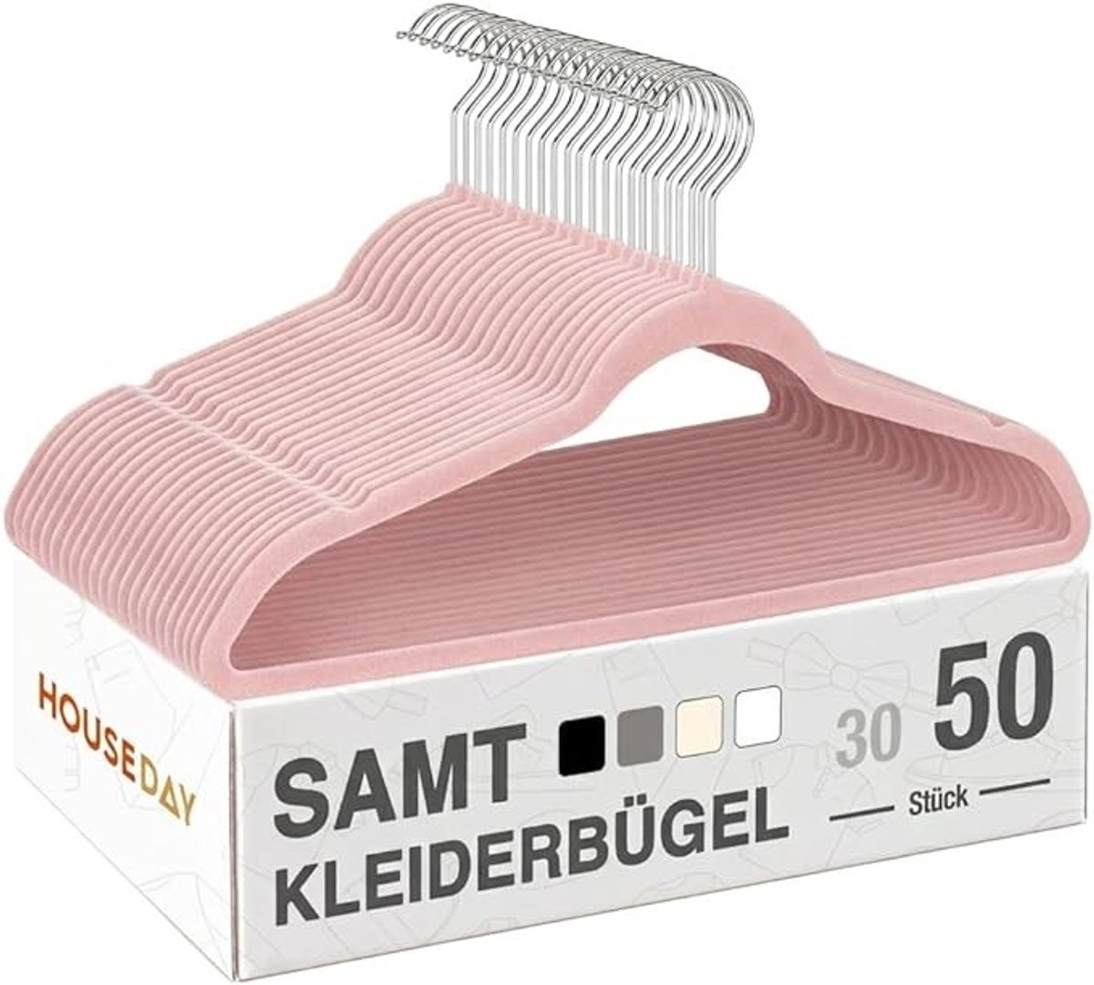 Fluwelen Kleerhangers Set van 50 - Antislip & Ruimtebesparend - Roze