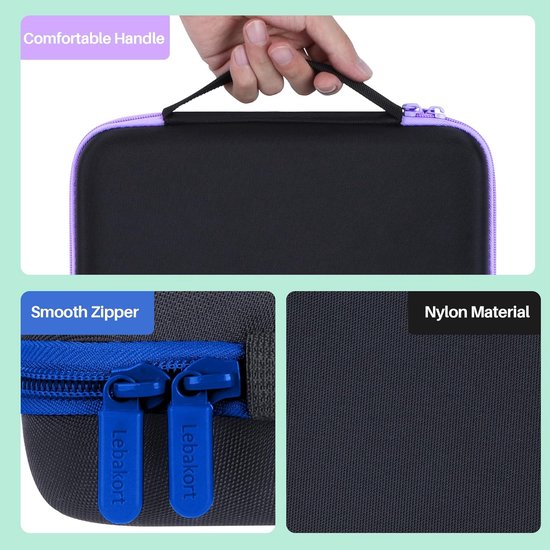 Draagbare DVD Speler Hoes - Beschermhoes Opbergtas - Reizen Muziek Film - Schokbestendig Waterafstotend - 10.5 Inch Compatibel - Zwart Paars — afbeelding 5