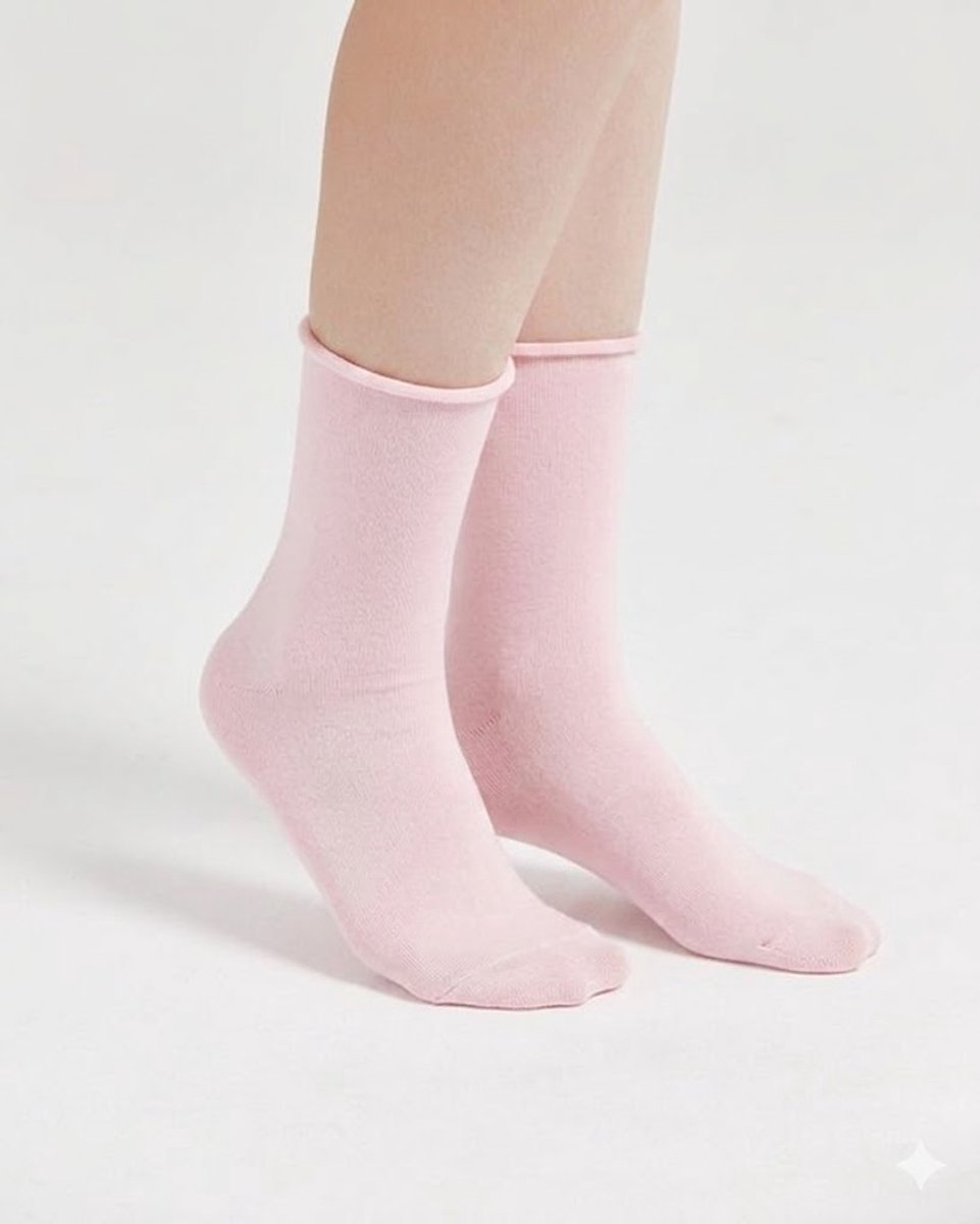 Nova Collection - Dames sokken - 6 Paar - Rolltop - Organic Cotton Certified - Organische Katoen - Roze - Maat 39-42 - Cadeau