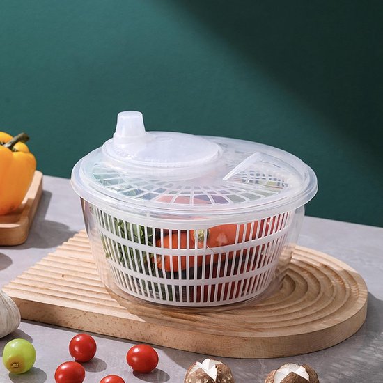 Sla centrifuge - Groente droger - Salades bereiden - Snelle centrifuge - 22.8 x 17.5 cm - Wit — afbeelding 2