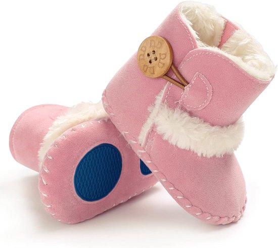 Babyslofjes met Knopen - Peuter Sneeuwlaarsjes - Warmte en Comfort - Antislip Zachte Zool - 0-18 Maanden - Roze — afbeelding 4