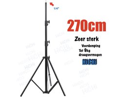 Statief 270 cm – verstelbaar, Draagbaar en Geschikt voor Foto/Video - STATIEF STANDAARD 90~270cm met veerdemping, belastbaar gewicht tot 9Kg, schroef 1.4