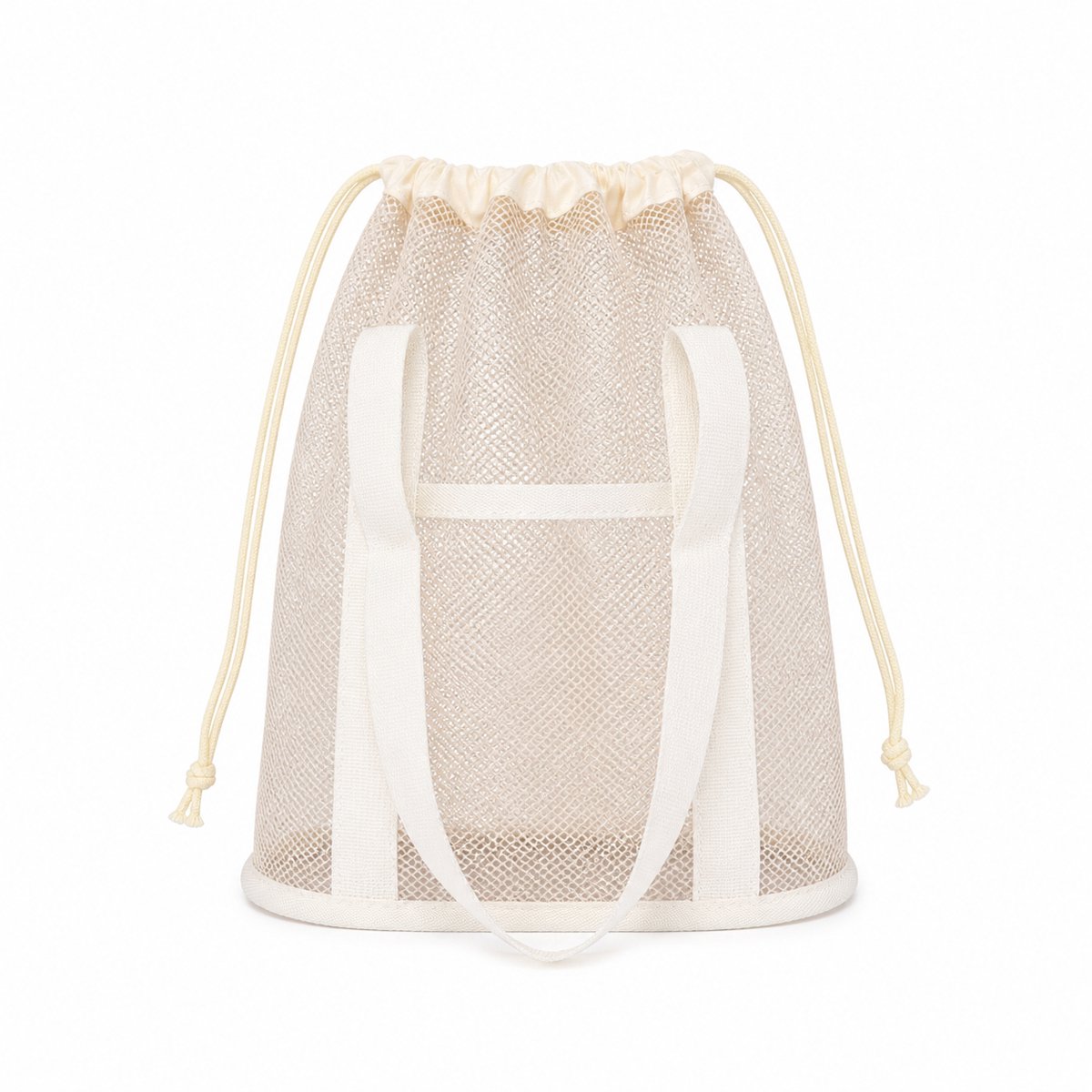 BRD® Kleine Beige Strandtas van gaas - Trekkoord en Handvat - Kindertas