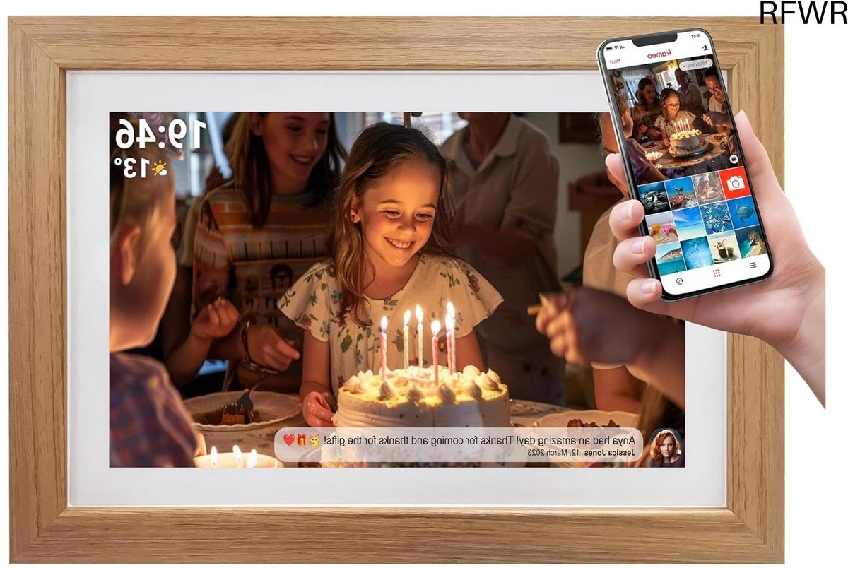 Digitale Fotolijst met Wifi - Fotolijsten - Frameo App - HD Kwaliteit - Diavoorstelling