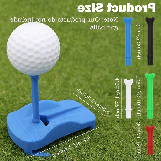 Houder voor Golf Tee met Scharnierbasis - 5 Simulator Tees in Diverse Maten voor Stabiele en Duurzame Golfervaring Thuis en Binnengebruik — afbeelding 5