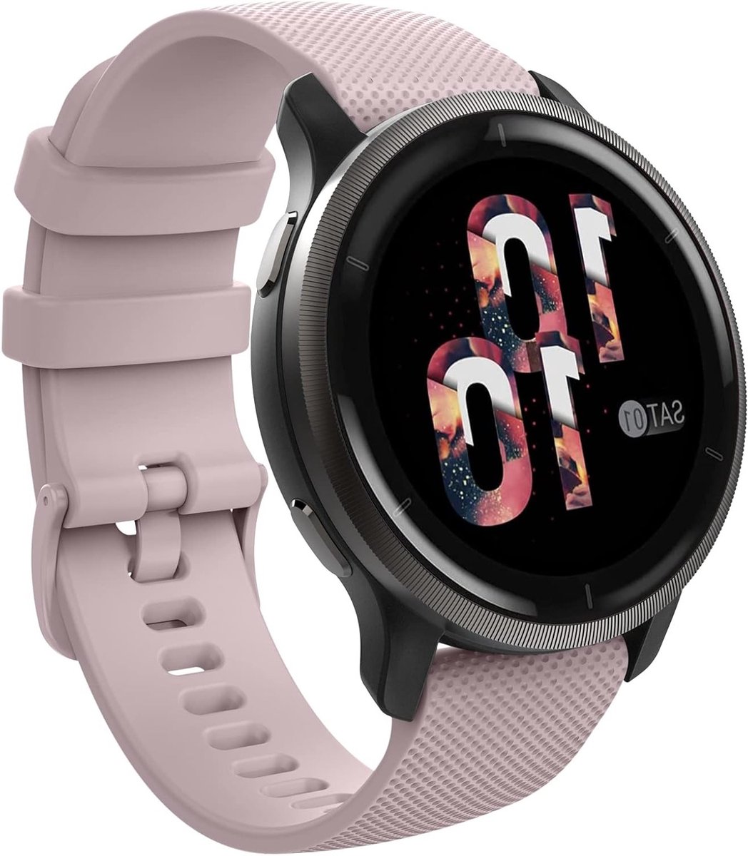 Zachte siliconen vervangband voor Garmin Vivoactive 4S, Forerunner 255S en Venu 3S - Sportieve polsband in rozenroze, 18mm geschikt voor diverse modellen