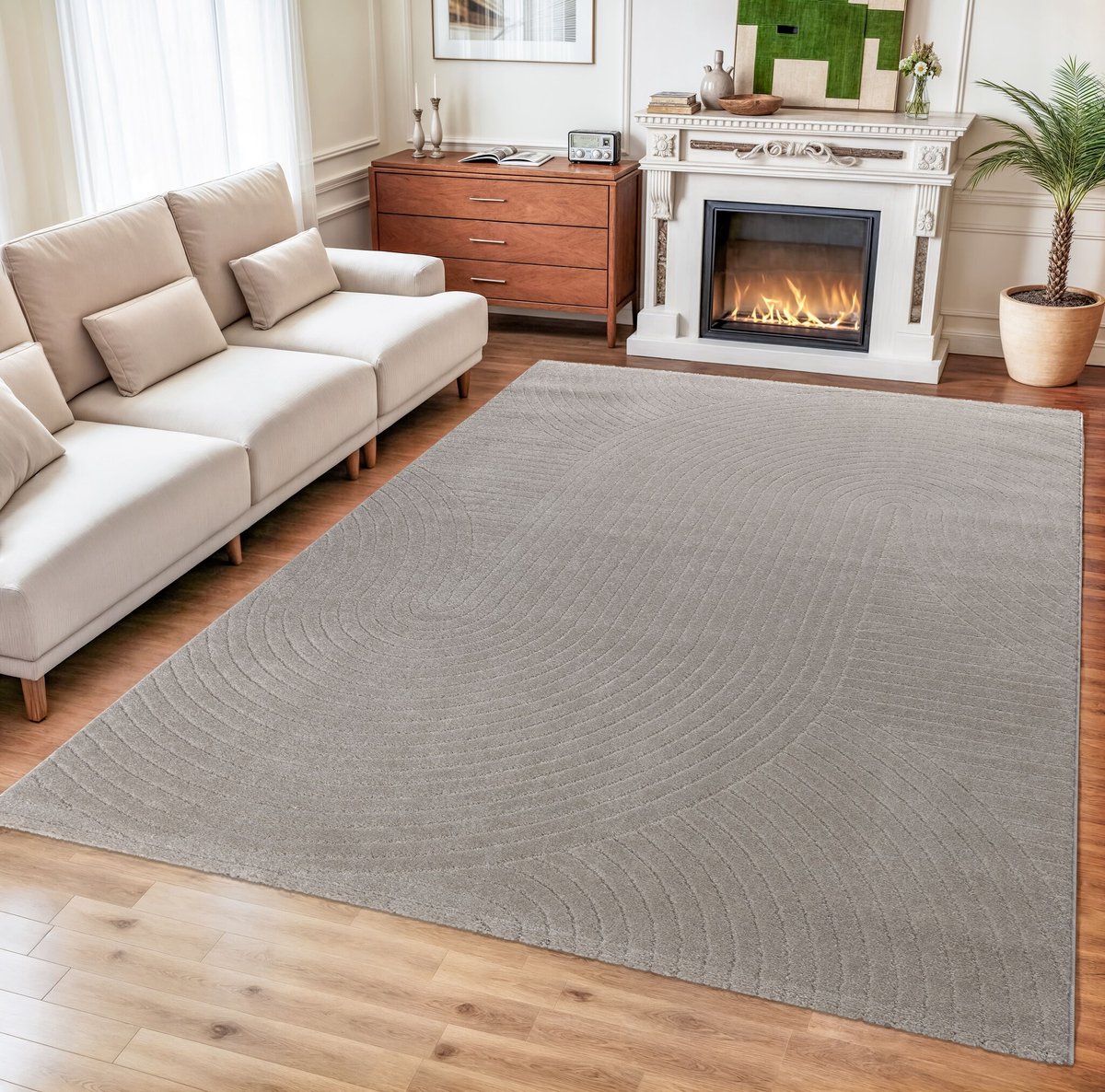 Muratap Vivant Japandi Art - Vloerkleed Laagpolig Effen - Beige- 160x230 CM Creme
