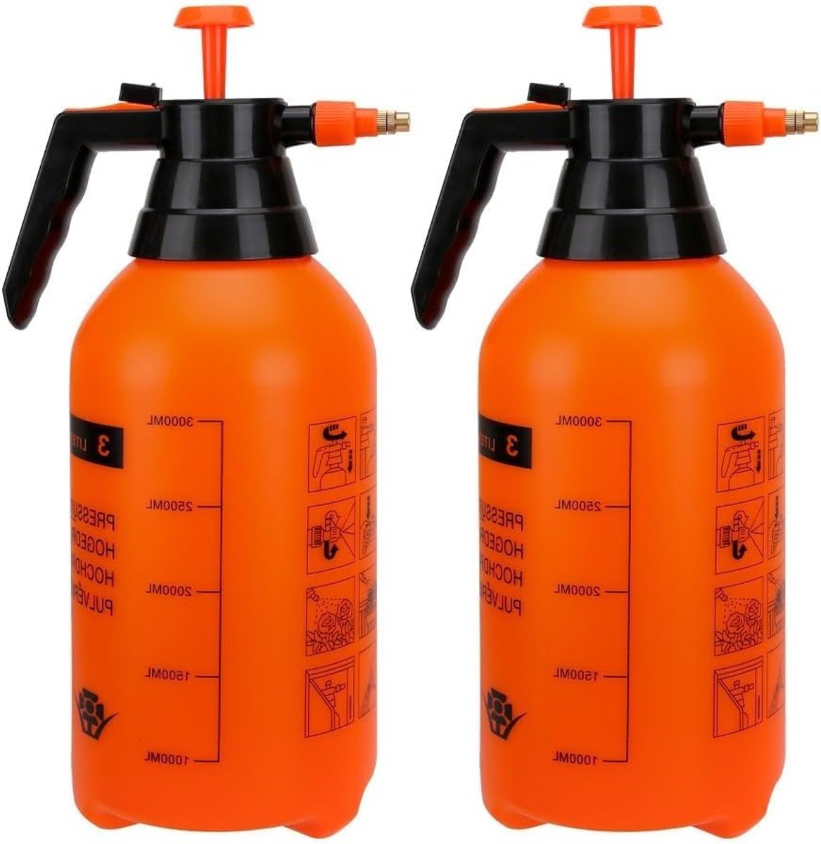 Handbediende Tuinspuiter van 2x 70oz - Verstelbare Messing Spuitmond voor Planten en Reiniging, Ideaal voor Tuinonderhoud en Besproeiing