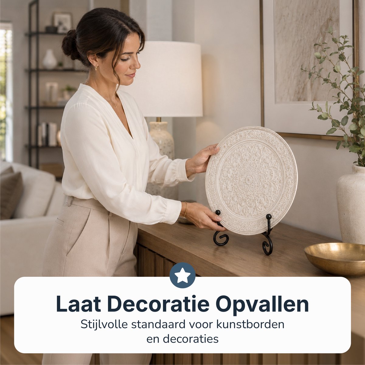 Luft Bordenstandaard - Groot - Borden en Boeken - Display - Standaard - Houder - Steun - Rek - Hanger - Sierborden - Kookboek - Zwart - Metaal — cadeau in Cadeau-ideeën - foto 4