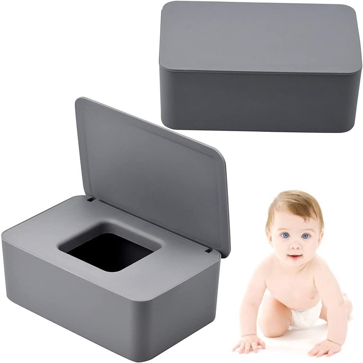 Set van 2 Dispenserdozen voor Nat Wipes en Toiletdoekjes met Deksel - Ideaal voor Babyverzorging en Hygiëne