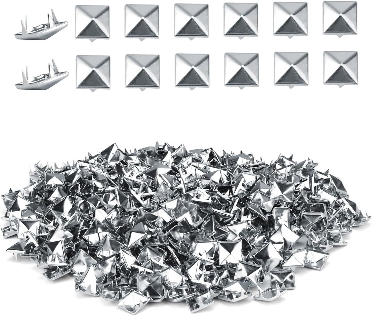 500 Stuks 10 mm Metalen Rivets, Vierkante 4 Klauwen, Hoogwaardige Galvaniseerde Decoratieve Rivets voor Leer, Kleding, Schoenen en Hondenhalsbanden
