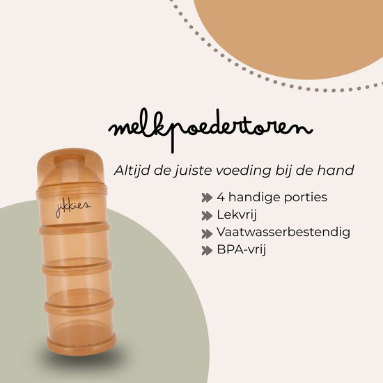 Jikkies ® - Melkpoeder doseerdoosjes - Taupe - Melkpoeder bewaarbakjes - Melkpoeder toren - Melkpoederdoos - Dispenser - 4 lagen - BPA FREE - Getest op EN14372 van Jikkies — afbeelding 2