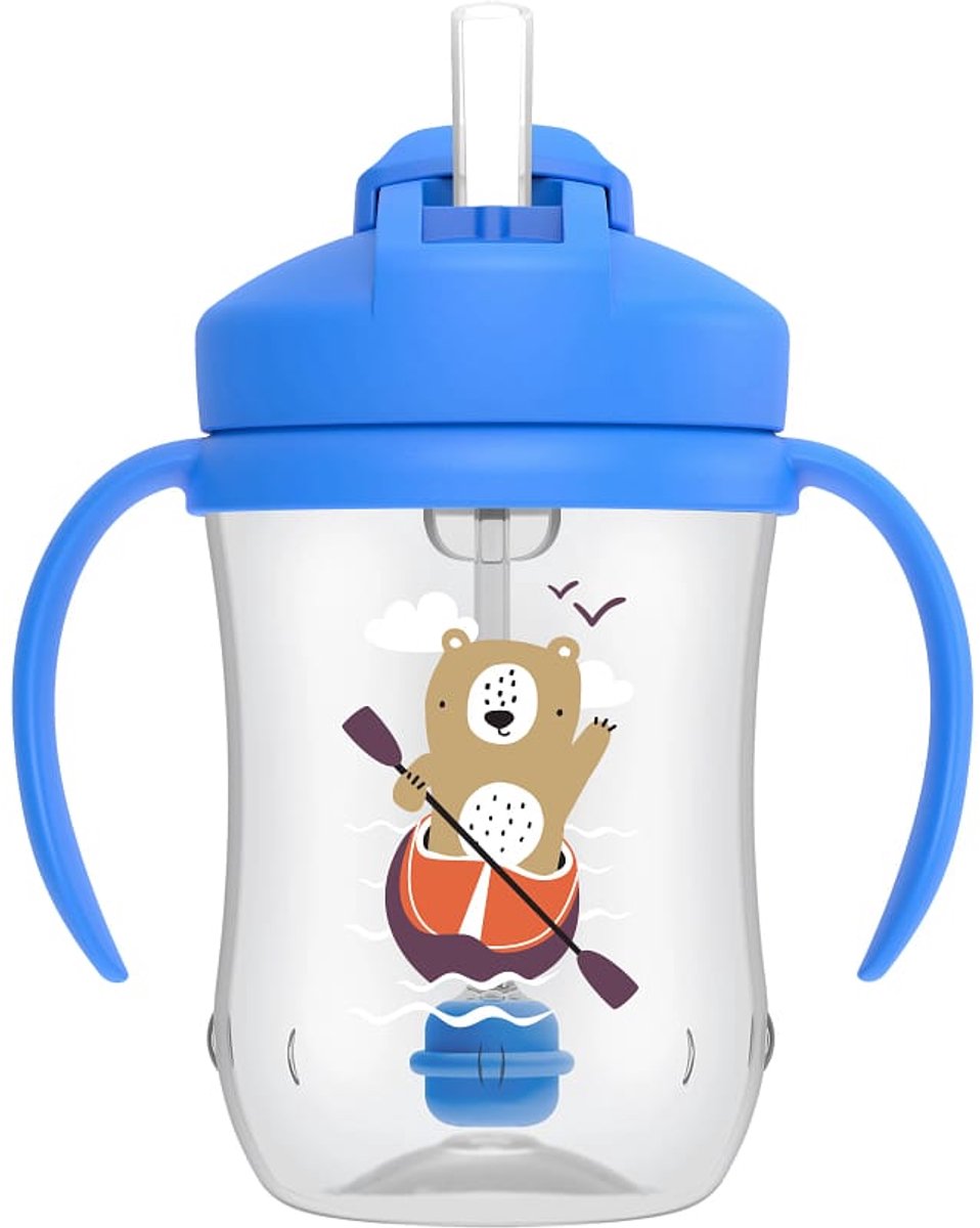 Bol.com Dr. Brown's Rietjesbeker - 6+ maanden - Blauw - 270 ml aanbieding