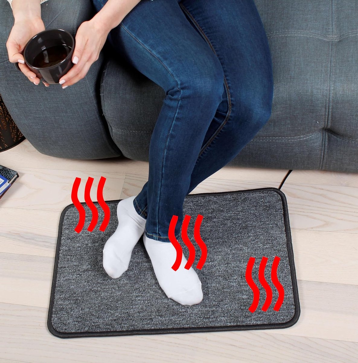 Elektrische Verwarmmat - Voetverwarmer Deurmat - Kantoor Thuis - Energiezuinig Comfort - 40 x 60 cm - Grijs