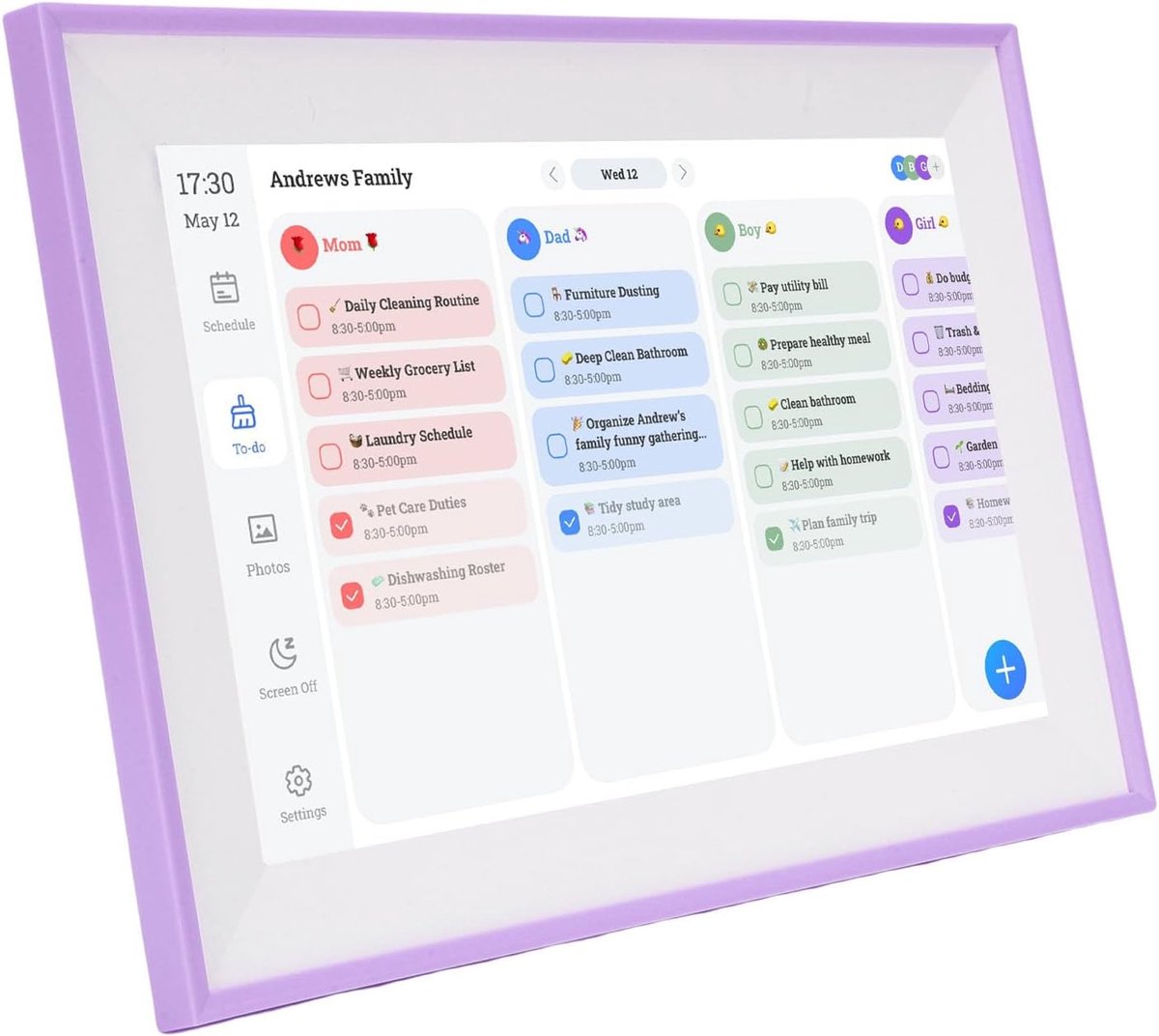 Digitale Kalender - Elektronische Planner - Gezinsplanning Thuis - Wifi Synchronisatie App - 101 Inch Scherm - Paars