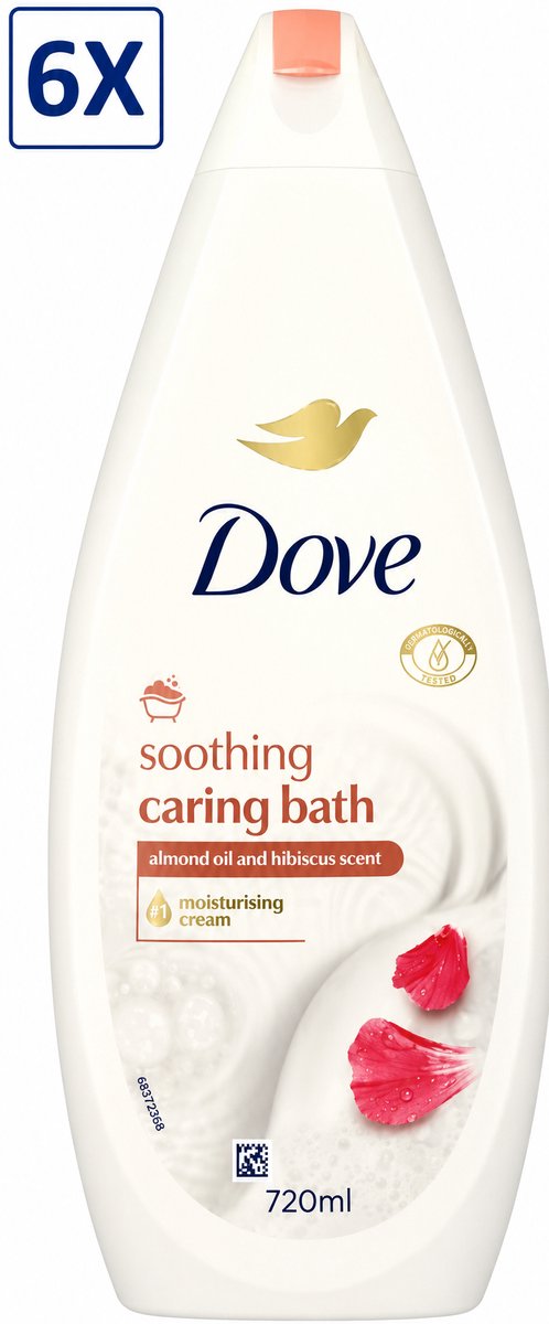 6 x Dove Bad - 720ml - soothing almond oil and hibiscus scent