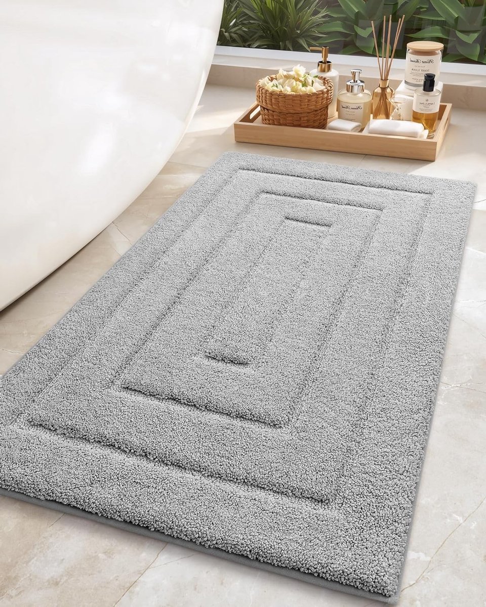Zachte en Absorberende Badmat van Microfiber, 61 x 92 cm, Machinewasbaar, Lichtgrijs, Idea