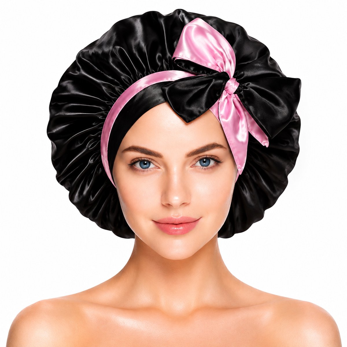 Xaria Satijnen Slaapmuts – Dubbelzijdig Satijn Binnen & Buiten – Verstelbare Bonnet met Lange Lussen – Tegen Pluis & Haarbreuk